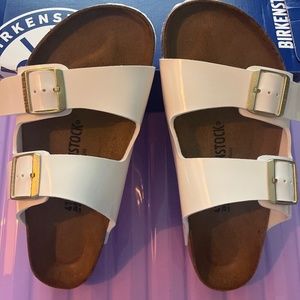 White patent Birkenstocks - size 10/41